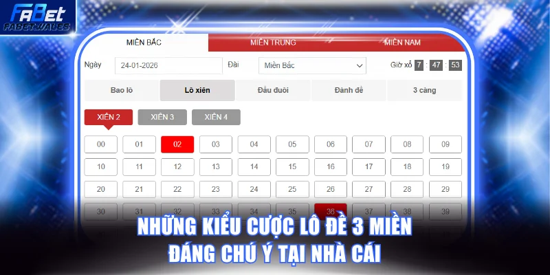 Những kiểu cược lô đề 3 miền đáng chú ý tại nhà cái